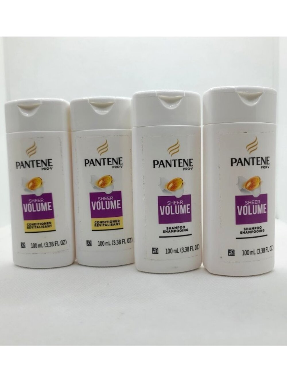 Lot of 4 Pantene Pro-V Sheer Volume Shampoo & Conditioner Travel Sz 3.38 Oz NEW